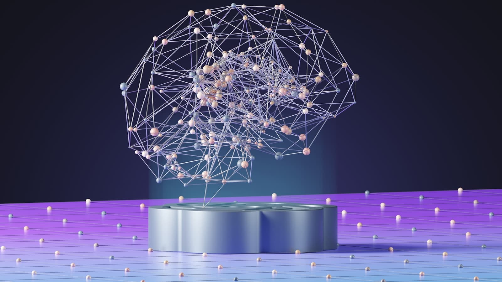 Abstract neural network visualization representing generative engine optimization for AI search
