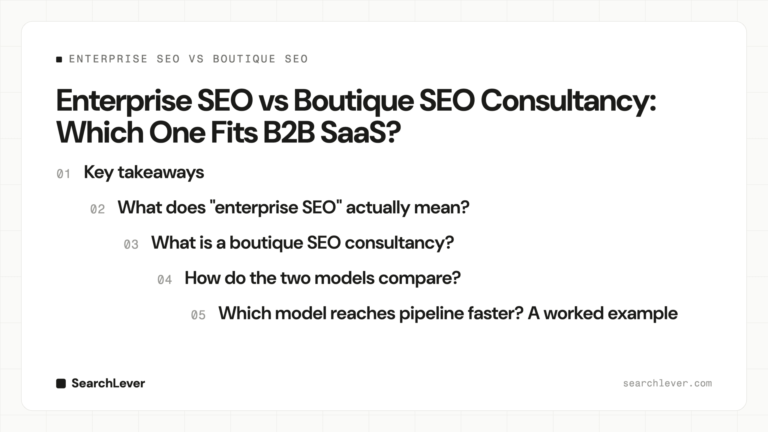 Enterprise SEO vs Boutique SEO Consultancy: Which One Fits B2B SaaS?: SearchLever cover