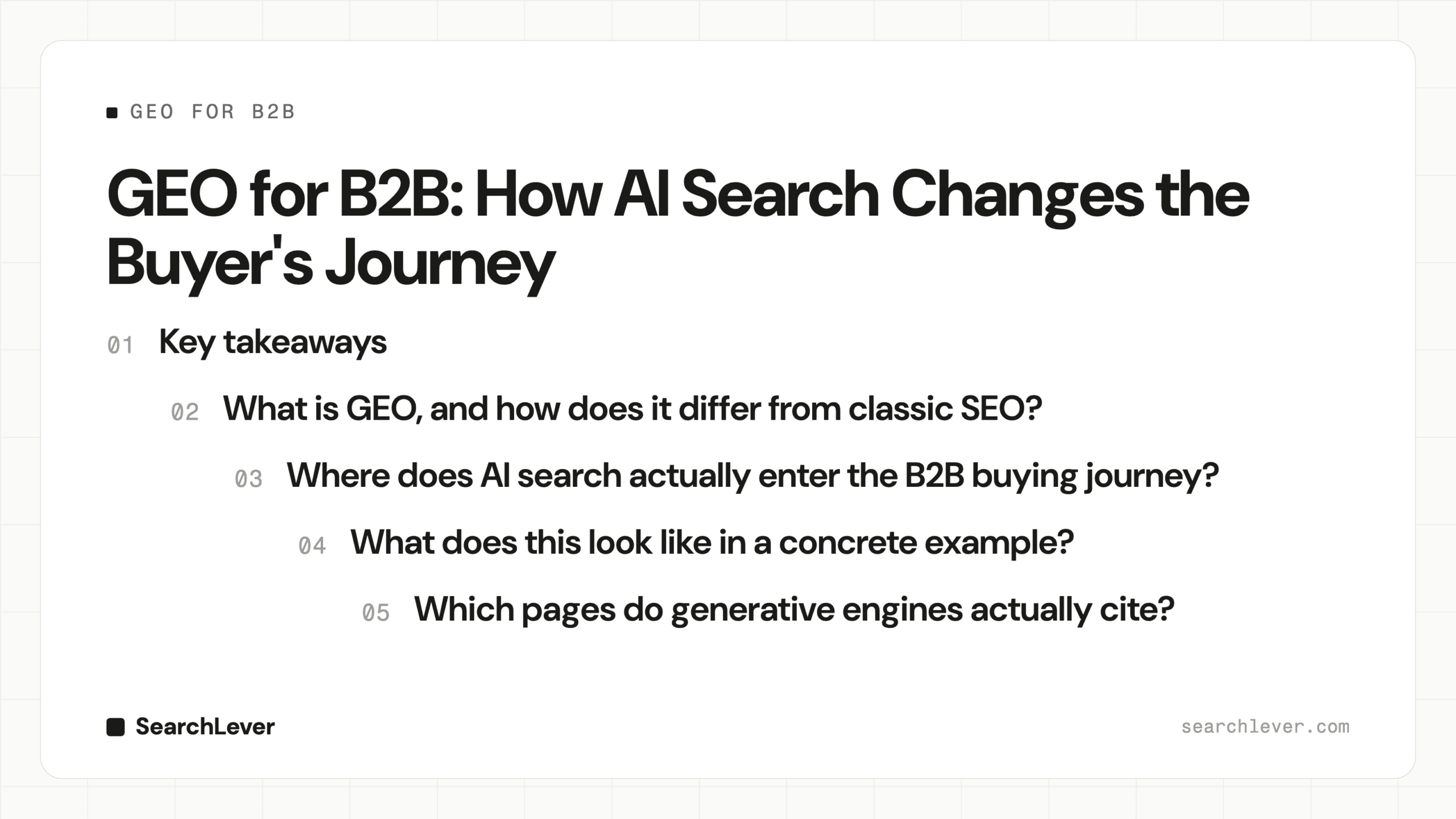GEO for B2B: How AI Search Changes the Buyer's Journey: SearchLever cover