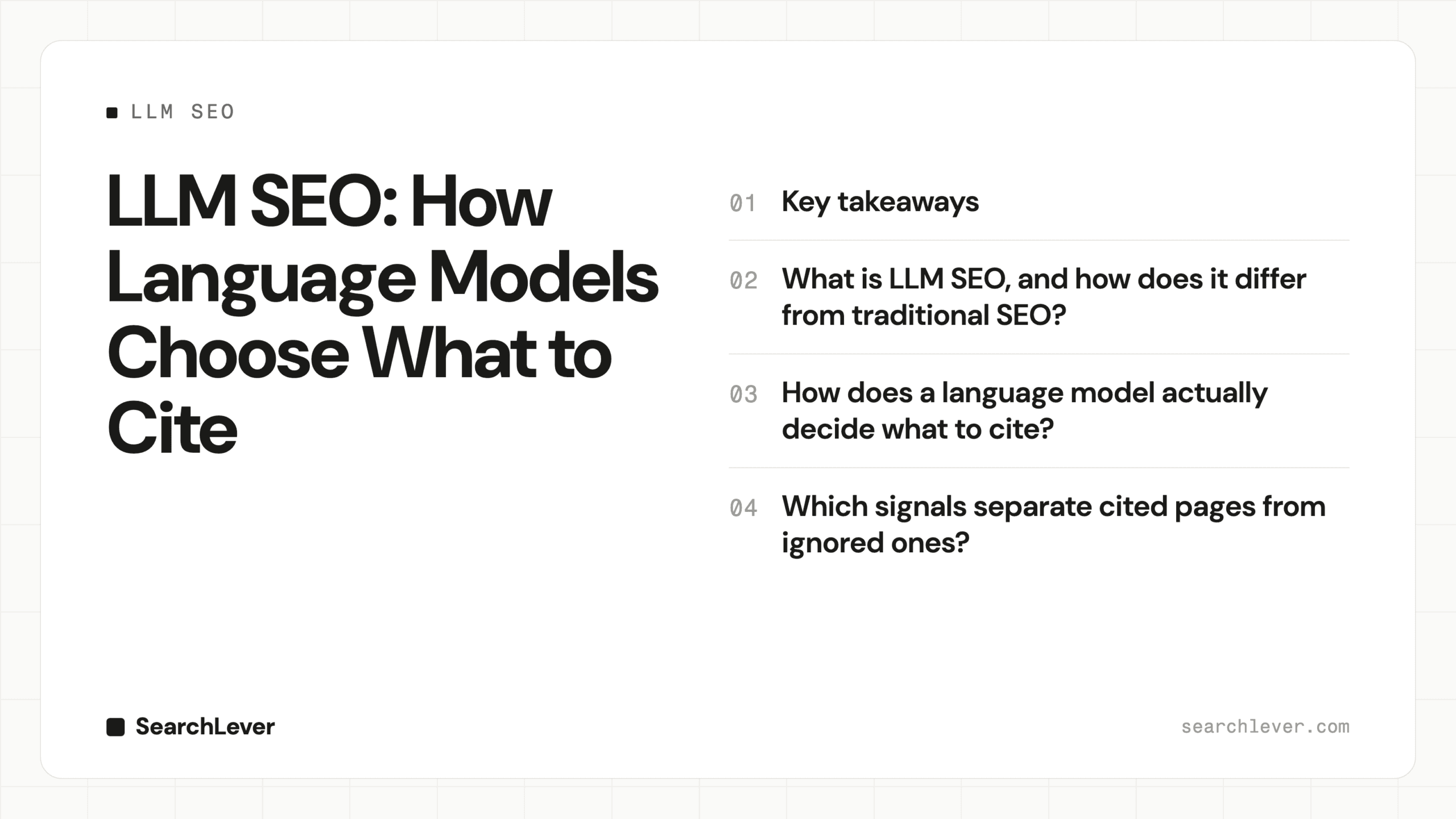 LLM SEO: How Language Models Choose What to Cite: SearchLever cover