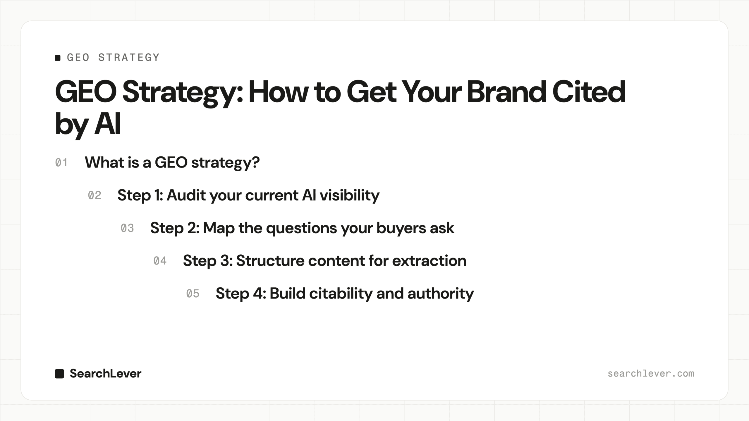 GEO Strategy: How to Get Your Brand Cited by AI — SearchLever