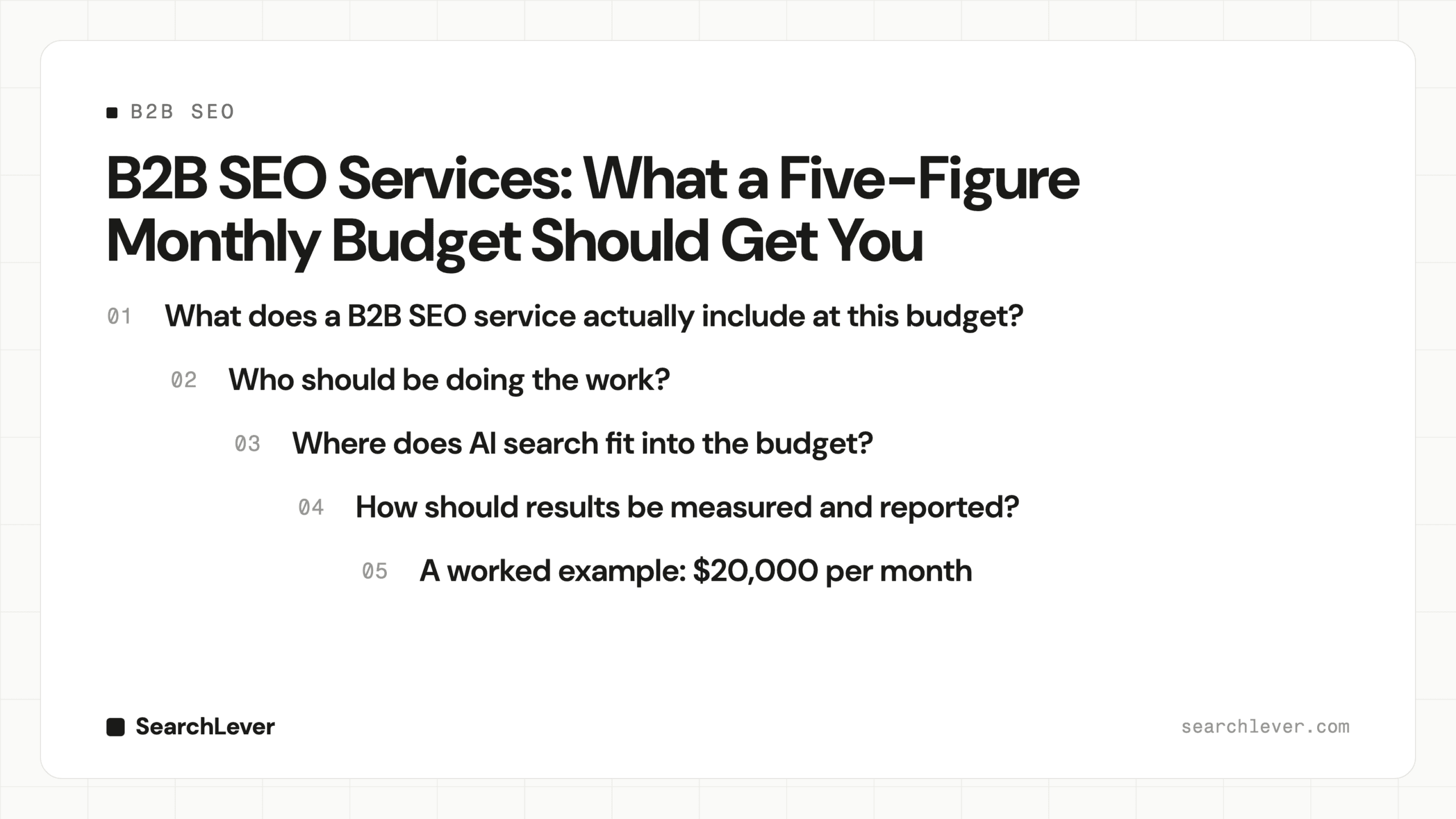 B2B SEO Services: What a Five-Figure Monthly Budget Should Get You — SearchLever