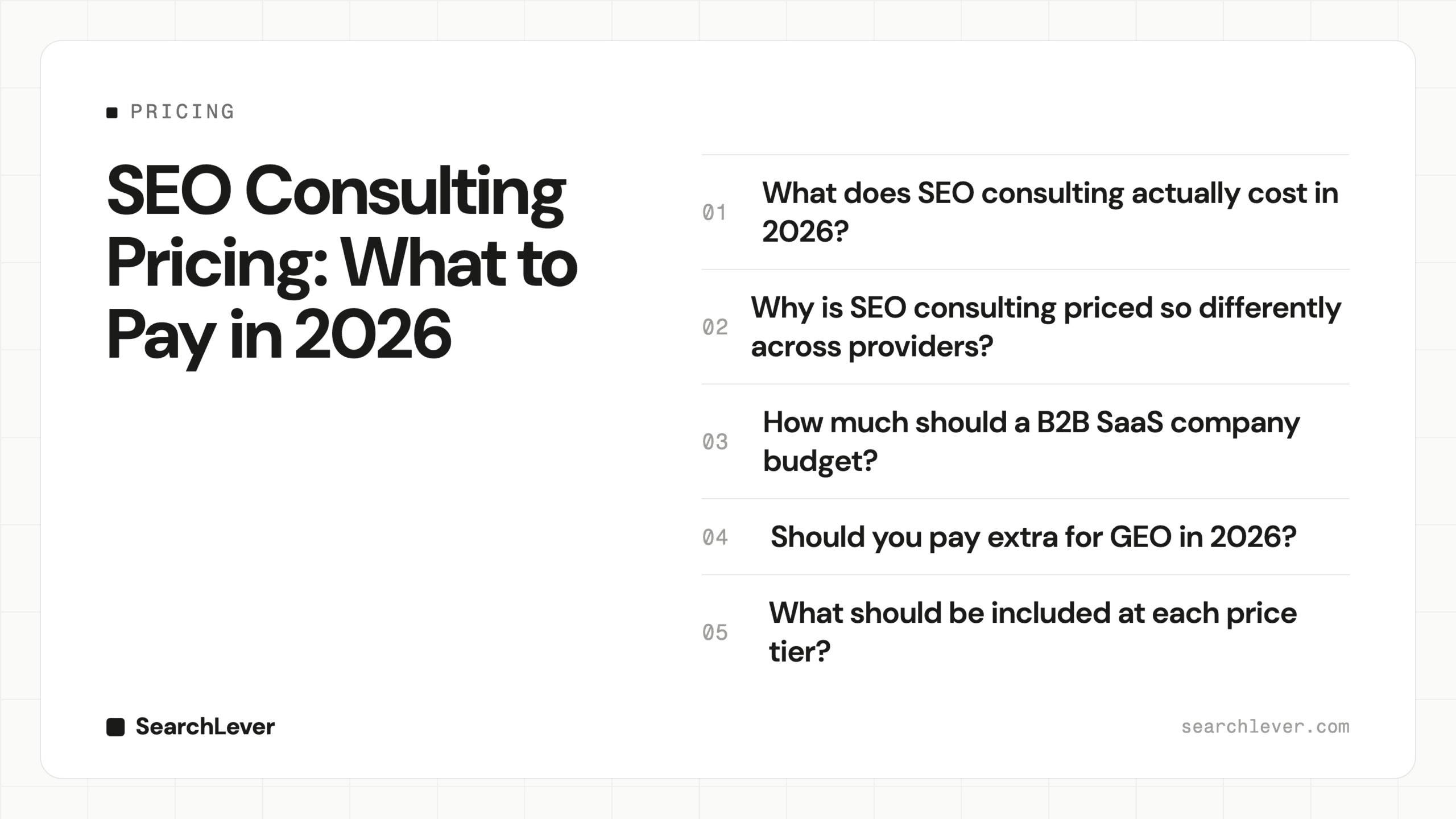 SEO Consulting Pricing: What to Pay in 2026 — SearchLever