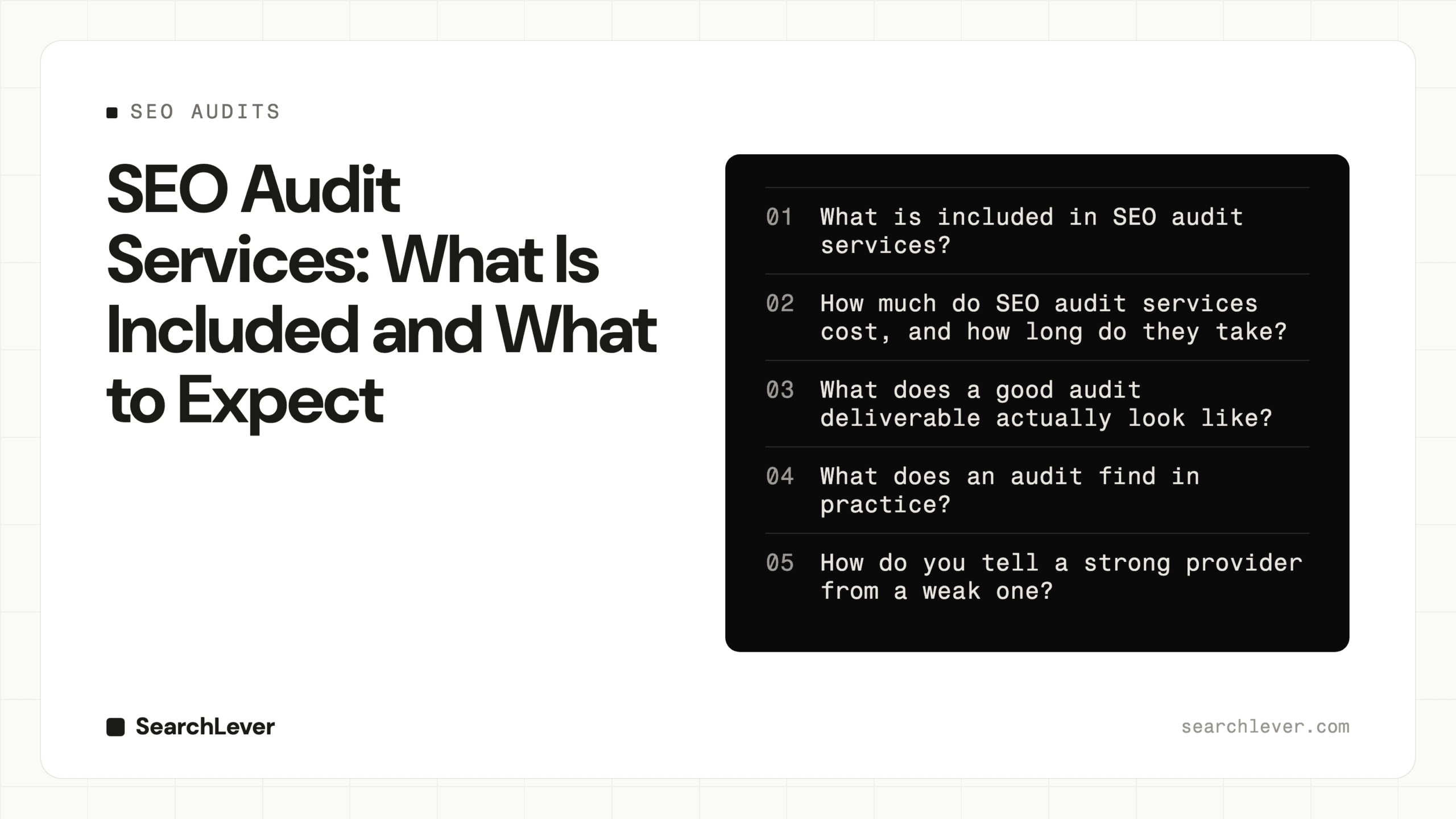 SEO Audit Services: What Is Included and What to Expect — SearchLever