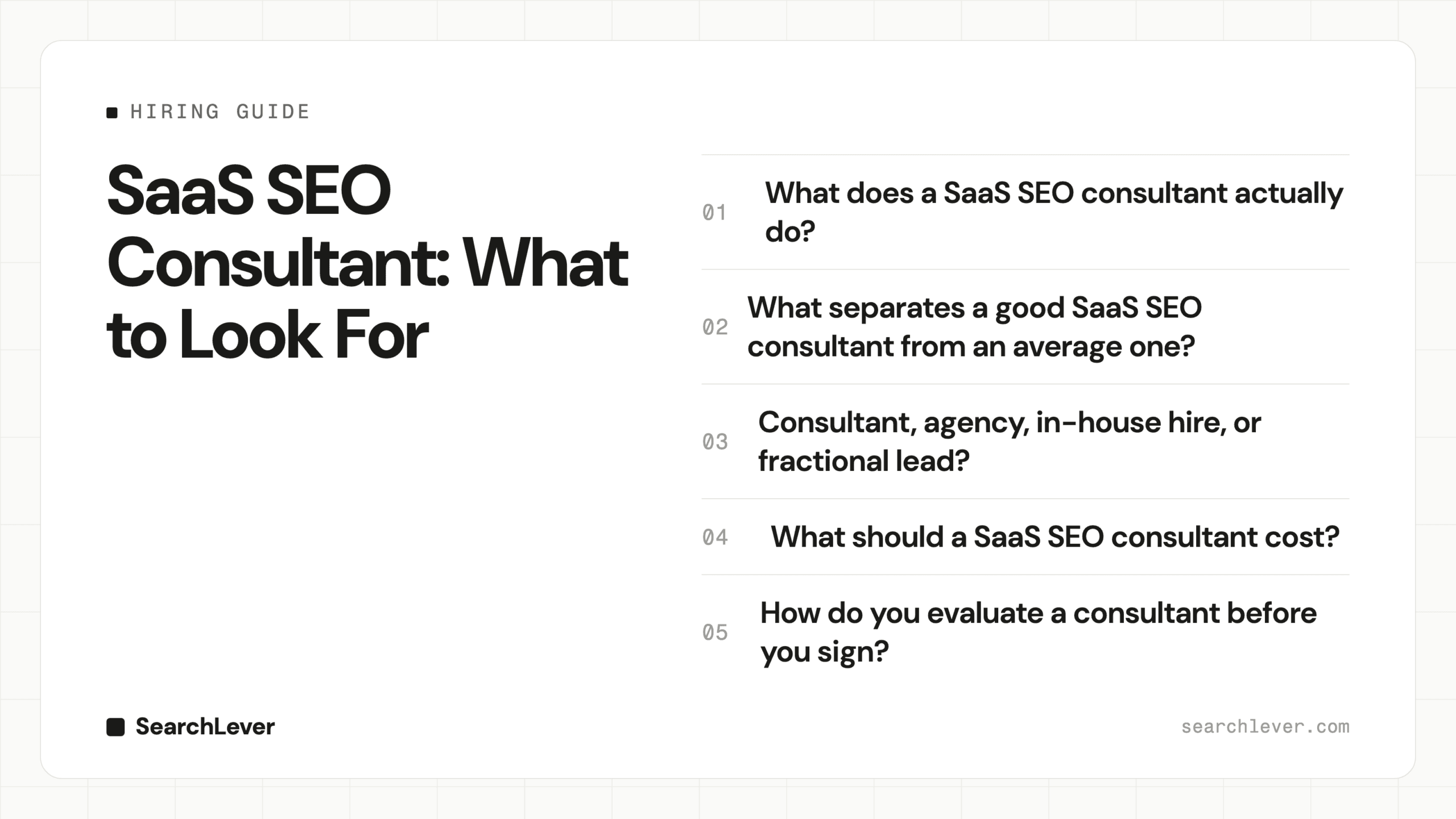 SaaS SEO Consultant: What to Look For — SearchLever